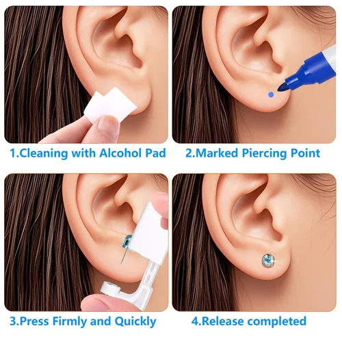 Miniatura 6 de Kit de perforación de orejas YINPAD - Pistola de perforación desechable cargada previamente con clavos de diferentes estilos de 5MM, kit