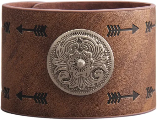 Miniatura 72 de Jeilwiy Pulseras de cuero punk para hombres, pulseras hechas a mano, brazalete ancho, joyería trenzada, color negro y marrón, ajustable, regalos
