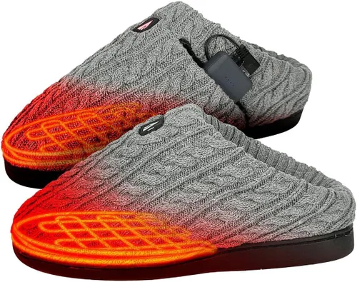ActionHeat Pantuflas térmicas de punto trenzado de 5 V – Zapatos de invierno recargables a batería para el hogar – Calefacción de hasta 130 °F