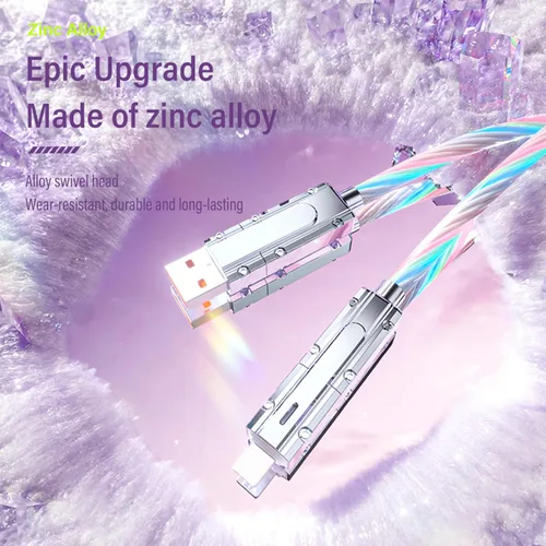 Miniatura 3 de Cable USB PD cargador rápido iluminado (USB 4 en 1 azul), soporta transferencia de datos, se puede utilizar como luz nocturna, longitud del cable