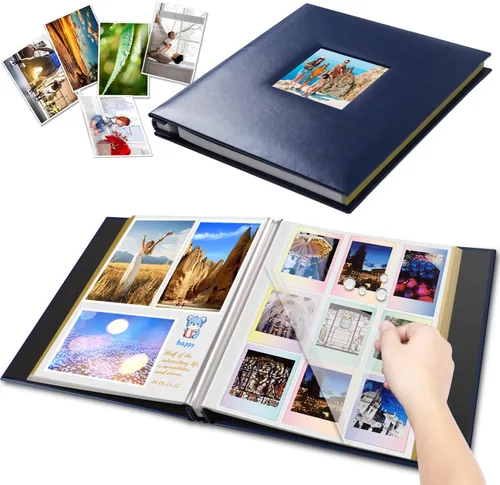 Miniatura 10 de 1DOT2 Álbum de fotos autoadhesivo, 60 páginas negras autoadhesivas, libro de recuerdos DIY para aniversario, viaje, tapa de cuero, álbum de recortes