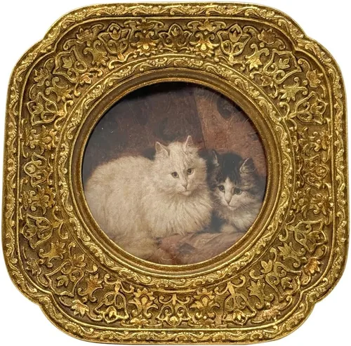 Miniatura 10 de CISOO Marco de Fotos Ovalado Pequeño Vintage de 2.5 x 3.5 Pulgadas, Marco de Fotos Negro Ornamentado Antiguo Tamaño Cartera para Mesa y Exhibición
