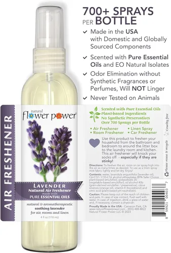 Miniatura 3 de Ambientador en aerosol Natural Flower Power - Eliminador de olores con aceites esenciales - Para el hogar, el auto y la tela - Sin crueldad y vegano