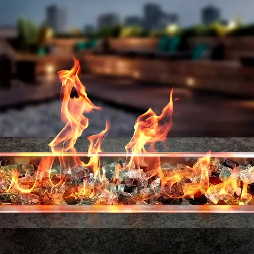 Miniatura 5 de Onlyfire Vidrio de Fuego Reflectante Mezclado de 10 Libras para Hoguera, Chimenea y Paisajismo, Rocas de Vidrio de Fuego de Colores Mezclados