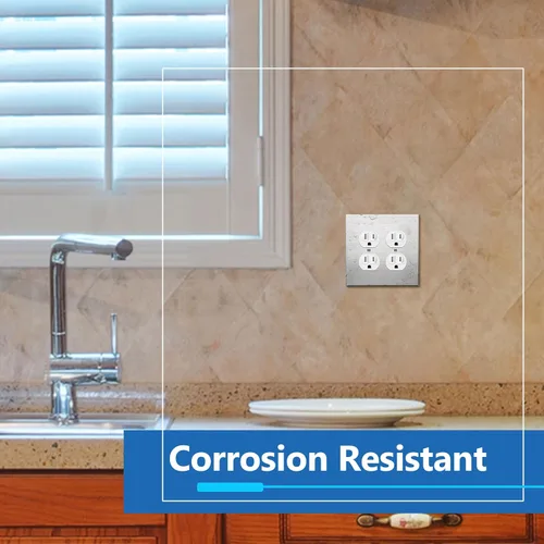 Miniatura 3 de LIDER Placa de pared de metal para receptáculo doble dúplex, resistente a los impactos/corrosión, cubierta de salida de metal, acero inoxidable 430