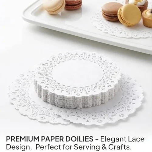 Miniatura 2 de Paquete de 100 manteles individuales redondos de papel blanco de 4 pulgadas, manteles individuales decorativos desechables para postres, pequeños