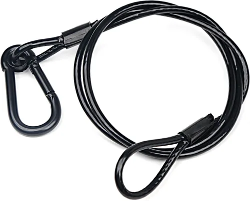 Miniatura 6 de Paquete de 4 cables de seguridad colgantes de cadena negra con abrazaderas de gancho para luces, cordón de acero inoxidable, cadenas de seguridad