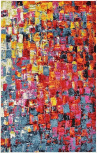 Miniatura 2 de Unique Loom colección Lyon - Alfombra abstracta y moderna, Polipropileno, Multi/Verde