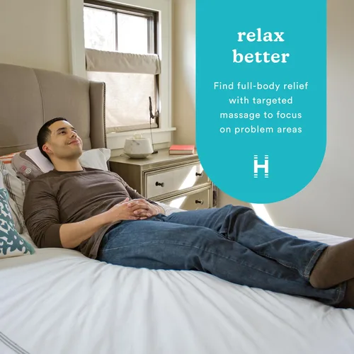 Miniatura 2 de HoMedics Almohada de Masaje Shiatsu 3D de Cuerpo Completo con Vibración y Calor para Cuello, Espalda Superior y Lumbar Marrón