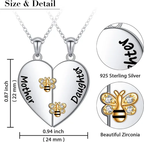 Miniatura 5 de DAOCHONG Collar con colgante de corazón de plata esterlina S925 para madre, hija, nieta, familia, joyería de papá, mamá, abuela, hijo, cumpleaños