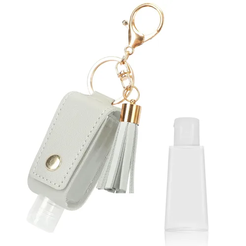 Miniatura 8 de Unaone Llavero desinfectante de manos de 1 onza/1.0 fl oz, tamaño de viaje, botella pequeña de cuero para artículos de tocador, loción, champú Azul