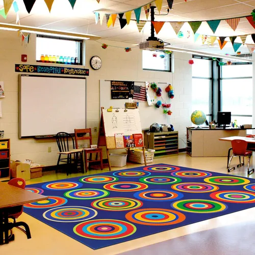 Miniatura 2 de Alfombra grande para aula, alfombra colorida para niños, para preescolar, antideslizante, alfombra de juego divertida para guarderías, sala