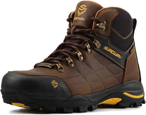 Miniatura 9 de SUREWAY Botas de trabajo impermeables de acero y punta suave de 6 pulgadas para hombre, botas de seguridad de cuero antideslizantes