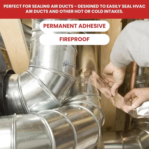 Miniatura 6 de GGR Supplies AF-20R Cinta de papel de aluminio resistente al calor de alta temperatura de grado profesional/industrial ideal para HVAC, reparación