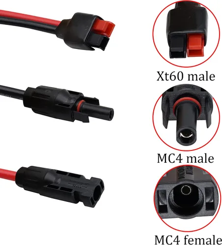 Miniatura 3 de Conector 10AWG (M-C-4) a (an-der-Son) Conector de cable de panel solar de alimentación hembra, conector solar a puerto de anuncios para Goal Zero