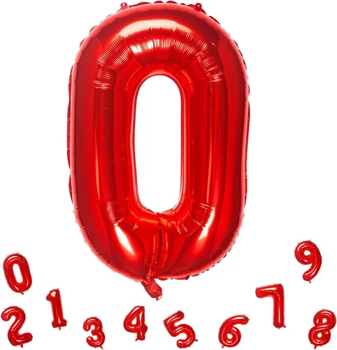 Miniatura 12 de Globos rojos de 32 pulgadas con el número 1 de aluminio para decoración de fiesta de cumpleaños (globo rojo número 1)