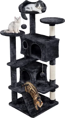 Miniatura 23 de Topeakmart Árbol para gatos de 54 pulgadas, torre para gatos con postes rascadores y percha para condominios grandes, muebles de casa con soporte