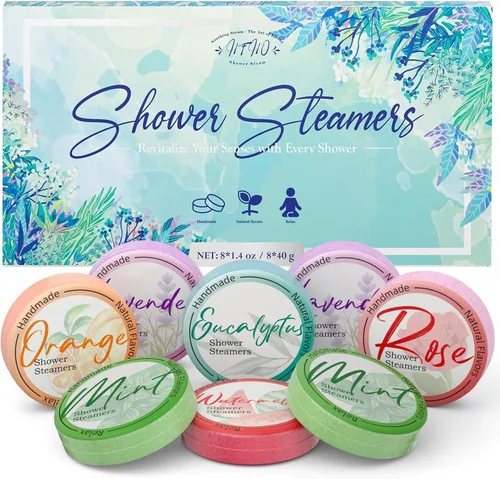 Miniatura 12 de Shower Steamers - Paquete de 8 bombas de ducha de aceites esenciales naturales para cuidado personal, spa en casa, alivio del estrés y relajación