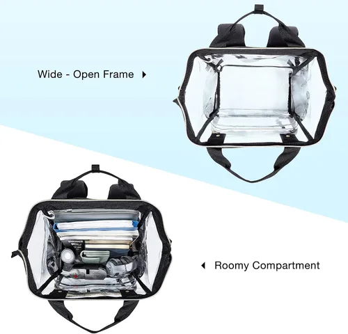Miniatura 2 de LIGHT FLIGHT Mochila transparente resistente y transparente, juego de mochila transparente, mochilas duraderas para universidad, seguridad, L-negro