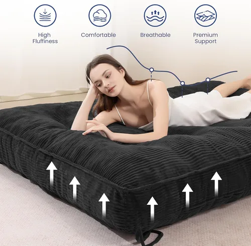 Miniatura 4 de JUIKURY Colchón de futón de 8 pulgadas Tamaño completo, futones gruesos para sofá cama, sofá cama para dormir, colchón de piso para adultos, colchón