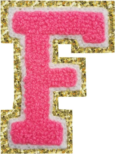 Miniatura 69 de SPRT - Parches de letras de chenilla universitaria con purpurina, parche de letras blancas para planchar con letras del alfabeto para disfraz