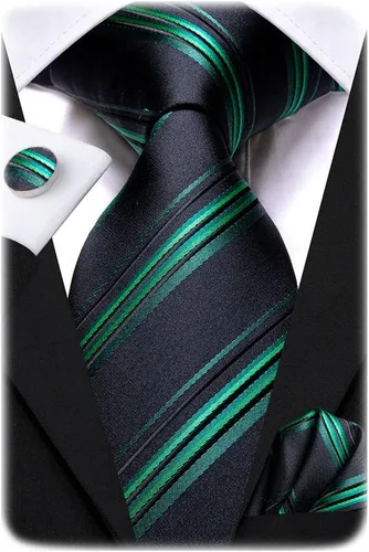 Miniatura 253 de Hi-Tie Corbata clásica de cachemira para hombre con pañuelo y gemelos a cuadros