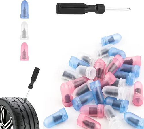 30PCS Tire Plugs Kit,Professional Tire Repair Rubber Nail Kit with 3 Sizes for Car/SUV/Truck Emergency Repair,Fast Self-Service Screw in Tires Plugs
