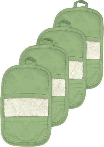 Miniatura 6 de RITZ Soportes para ollas y almohadillas térmicas prémium (paquete de 4), 8.5 x 5.5 pulgadas, resistentes al calor, 100% algodón, bolsillo con bucles