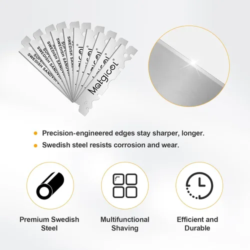 Miniatura 5 de Repuestos de cuchillas de afeitar de un solo filo – 500 unidades de cuchillas de afeitar rectas de platino premium suecas para hombres – Afeitado