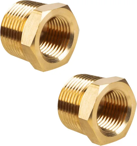 Miniatura 7 de 6 piezas de latón reductor hexagonal buje roscado montaje de tubería 1/2 pulgada NPT macho x 1/4 pulgadas NPT de latón resistente adaptador de tubo