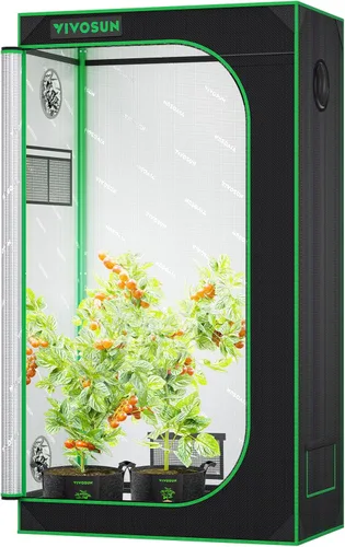 VIVOSUN - Tienda de cultivo S326 de mylar superreflectante, ventana de observación, base con bandeja, 36 in x 20 in x 63 in para cultivo hidropónico