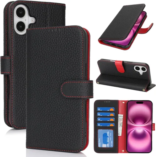Miniatura 120 de Zouzt Funda para iPhone 11 de 6.1 pulgadas de piel auténtica con 4 ranuras para tarjetas, tarjetero con bloqueo RFID, tapa magnética, función atril