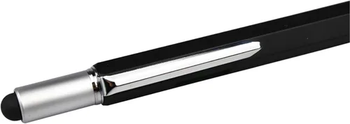Miniatura 4 de DUNBONG Bolígrafo de metal multiherramienta 6 en 1, con destornillador, tinta negra, lápiz capacitivo, nivel y regla, 1 unidad (negro)