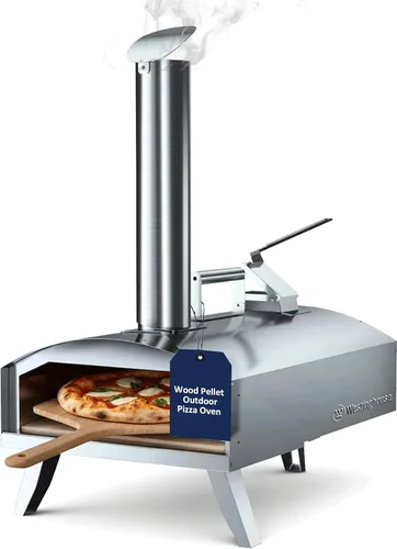 Westinghouse Horno de pizza al aire libre artesanal de pellets de madera - Hornos de pizza portátiles de acero inoxidable, pellets de madera
