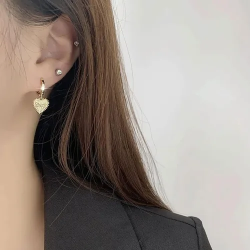 Miniatura 2 de SLUYNZ Stering - Aretes de aro pequeños con forma de corazón de plata para mujer