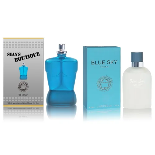 Miniatura 34 de Set de regalo de perfume para hombre, EDP, paquete de 2 (3.4 oz / 3.4 fl oz cada uno), Amazing Code Gold, AQUA DE EP BLUE, ámbar picante y azul