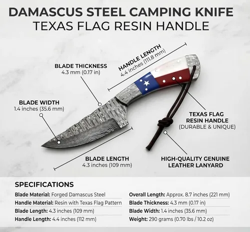 Miniatura 6 de Hercules - Cuchillo de caza de Damasco forjado a mano personalizado con funda de cuero, hoja fija, camping, bushcraft, supervivencia, cuchillo al