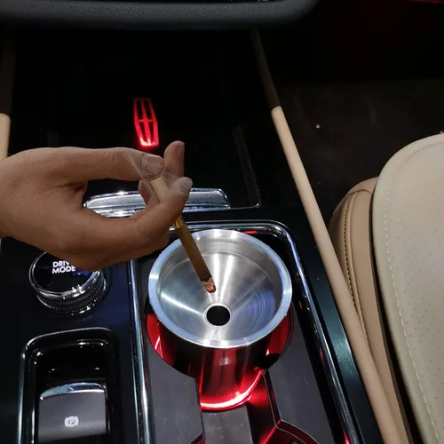 Miniatura 7 de Cenicero de automóvil con tapa, a prueba de olores, cenicero automático sin humo, bandeja de cenizas para portavasos de automóvil, portátil