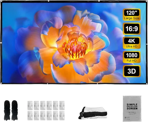 Miniatura 9 de LIHONG Pantalla de proyector 4K, 16:9 HD plegable, portátil, de doble cara, pantallas de proyección antiarrugas