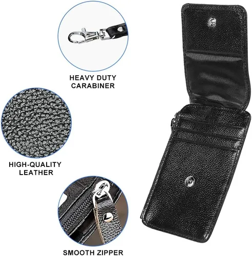 Miniatura 3 de plplaaoo Soporte para tarjetas, bloqueo RFID, identificación de piel de vaca, collar vertical con cordón, ranura transparente de alta definición