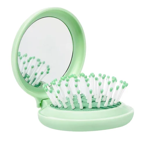 Miniatura 7 de Cepillo de pelo con espejo, juego de espejo compacto y mini cepillo de pelo, cepillo plegable para mujer, regalos para mujer, verde
