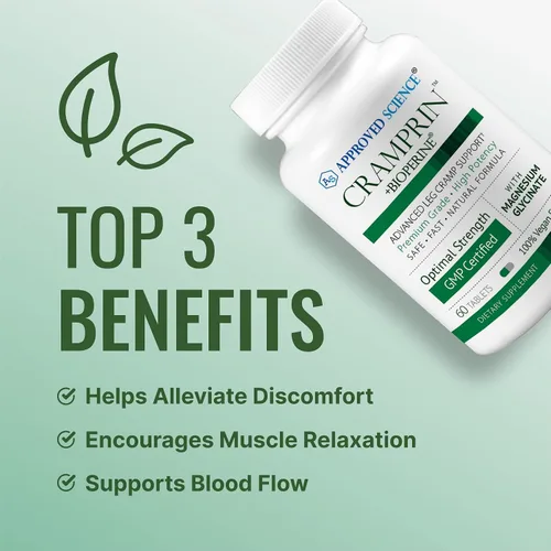 Miniatura 3 de Approved Science Cramprin - Magnesio de alta absorción, complejo de vitamina B, BioPerine - Calambres musculares - 1 mes de suministro - 60 cápsulas