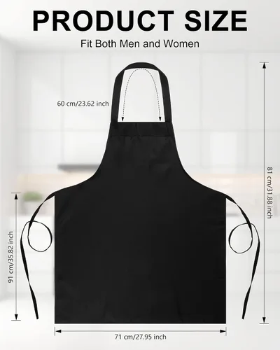 Miniatura 2 de Foaincore Paquete de 36 delantales con peto, delantales lisos a granel para hombre y mujer, delantal unisex para adultos, lavable a máquina, Negro