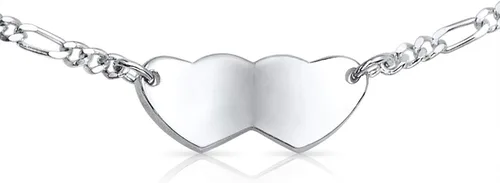 Miniatura 4 de Pulsera de identificación de alerta médica grabable con doble forma de corazón en blanco para mujeres y adolescentes, de plata de ley 925, muñeca