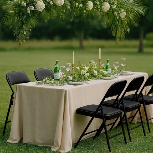 Miniatura 2 de Paquete de 4 sillas plegables negras con cojín, silla plegable acolchada con asiento y respaldo de piel sintética, sillas plegables de metal
