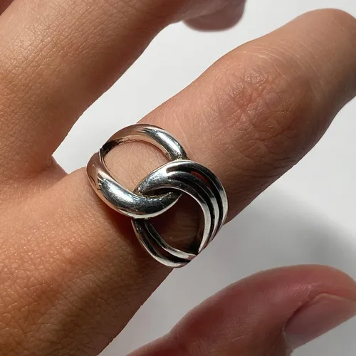 Miniatura 34 de Anillos de banda ancha de plata de ley 925 vintage hechos a mano para mujeres/hombres, anillo ajustable para el pulgar