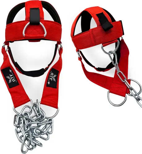 Miniatura 11 de QTF Arnés de cuello para entrenamiento de levantamiento de pesas, constructor de cuello grueso de neopreno acolchado ajustable para barbilla
