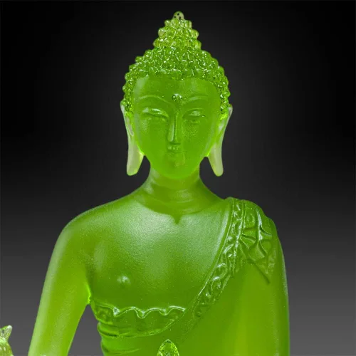 Miniatura 2 de Houlu Estatua de Buda de la medicina tibetana, 4.13 pulgadas, figura de Buda curativa de cristal Liuli para la salud (verde)