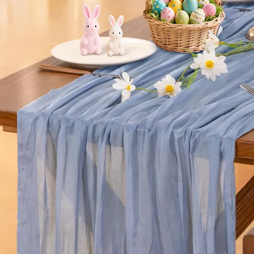 Miniatura 44 de Socomi - 10 caminos de mesa de gasa, estilo bohemio y rústico, para primavera, Pascua, bodas, fiestas, baby showers, cumpleaños y decoración, 120