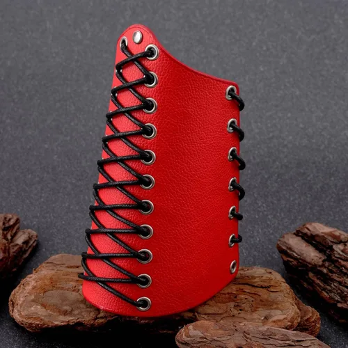 Miniatura 12 de MILAKOO 2 unids hombre negro cuero ancho guantelete pulsera de sujeción brazo armadura brazalete ajustable